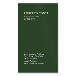 Cartão De Visitas Magnético Verde Oliva Único Simples Minimalista Moderno