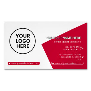 Cartão De Visitas Magnético Vermelho Formal QR Profissional Corporativo Modern