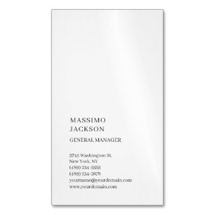 Cartão De Visitas Magnético Vertical Branco Minimalista Moderno Simples