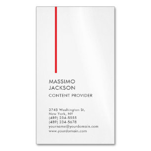 Cartão De Visitas Magnético Vertical Simples Preto Branco Vermelho Minimalista