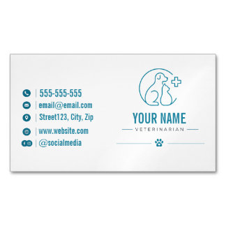 Cartão De Visitas Magnético Veterinário Personalizado com Código QR