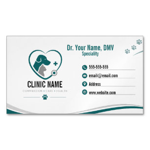 Cartão De Visitas Magnético Veterinário Personalizado Moderno