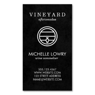 Cartão De Visitas Magnético Vinho De Vinha Preto Provando de vinho