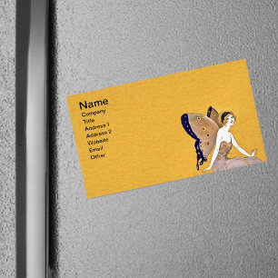 Cartão De Visitas Magnético Vintage Butterfly Wings Fada Fae Cabelo Louro