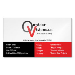 Cartão De Visitas Magnético Visões ao Ar Livre, LLC Novo Logotipo Magnético 