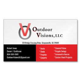 Cartão De Visitas Magnético Visões ao Ar Livre, LLC Original Magnético