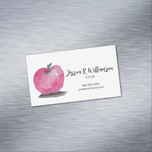 Cartão De Visitas Magnético Watercolor APPLE moderno Professor TUTOR Empresas 