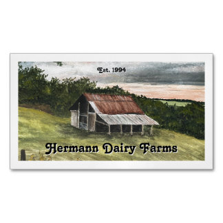 Cartão De Visitas Magnético Watercolor Country Barn Scene