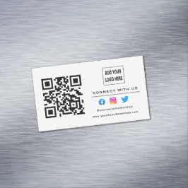 Cartão De Visitas Magnético White Black Seguir Digitalização Para Conectar-se