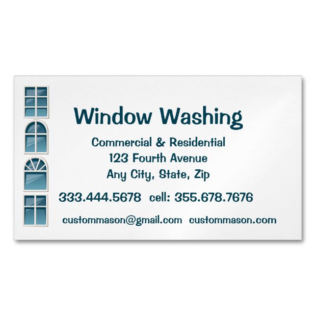 Cartão De Visitas Magnético Windows Washing Washer Personalizado (Frente)