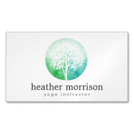 Cartão De Visitas Magnético Yoga da árvore aquática e bem-estar Magnético