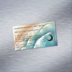 Cartão De Visitas Magnético Yoga Reiki Mão Celestial Praia Oceânica