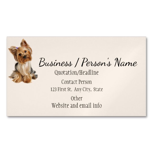 Cartão De Visitas Magnético Yorkshire Terrier Dog Pet Animal Logo Animal (Frente)