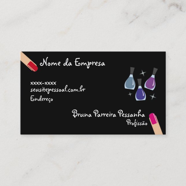 Cartão de visitas Unhas e Esmalte (Frente)