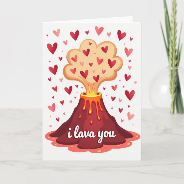Cartão de Volcano de Amor Divertido 'Eu Amo Você' (Frente)