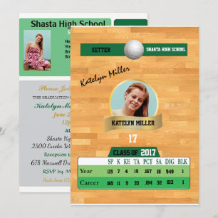 Cartão de Voleibol com Convites à Formando de Esta