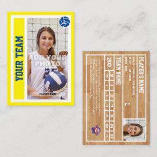 Cartão de Voleibol Personalizado (Amarelo Brilhant