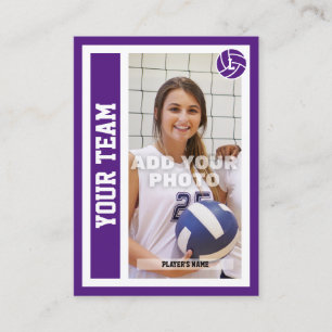 Cartão de Voleibol Personalizado (Real Roxo)