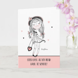 Cartão De volta à escola Legal Garota adolescente com más