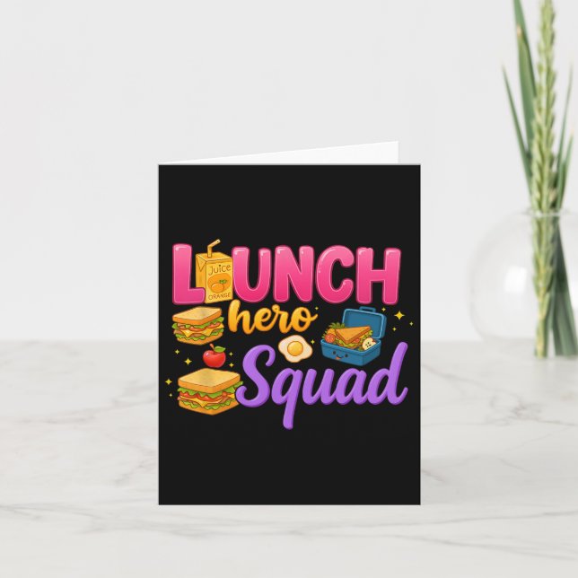 Cartão De Volta Ao Almoço Da Escola Lady Squad Almoçando  (Frente)