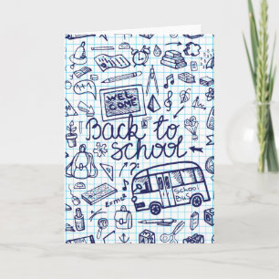 Cartão De volta ao material escolar. Decoração esquética