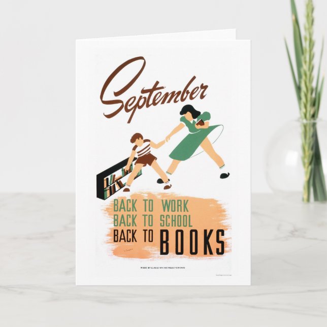 Cartão De volta ao trabalho da escola WPA 1940 (Frente)