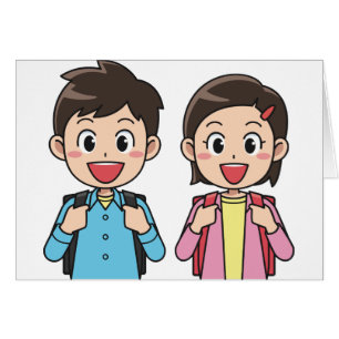 Cartão De volta aos estudantes da irmã do irmão da menina