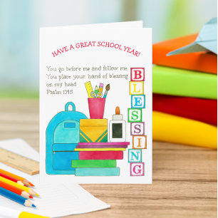 Cartão de Volta às Aulas da Mochila de Bênçãos