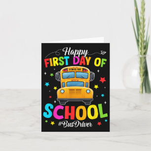 Cartão De Volta Para O Ônibus Escolar Feliz Primeiro Dia 