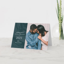 Cartão de Voto de Ano Novo Marmoreado - Teal