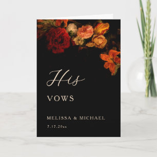 Cartão de Voto de Casamento Floral Escuro Vintage