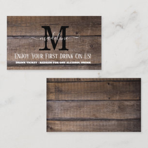 Cartão de Voucher de Bebida de Casamento de Monogr