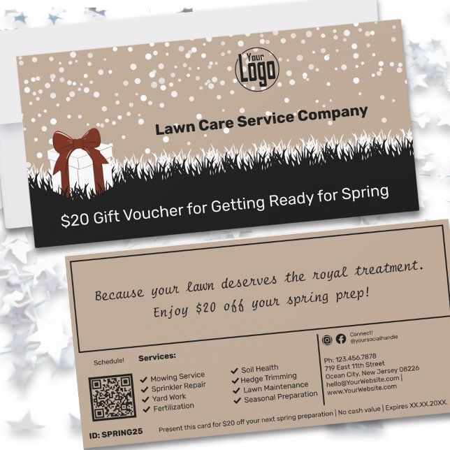 Cartão de Voucher de Natal para Manutenção do Jard (Garden Maintenance Christmas Gift Voucher Card)