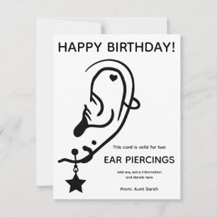 Cartão de Voucher de Piercing na Orelha, Personali