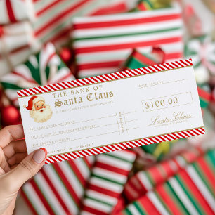 Cartão de Voucher de Presente Cheque do Papai Noel