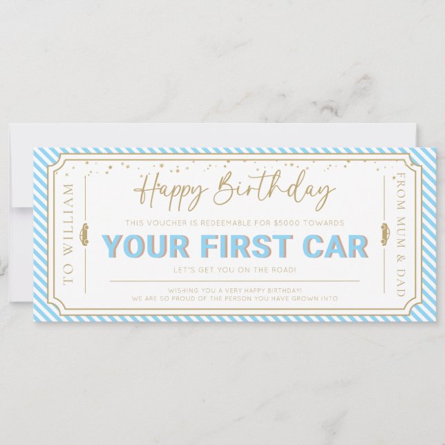 Cartão de Voucher de Presente de Aniversário do Pr (Frente)