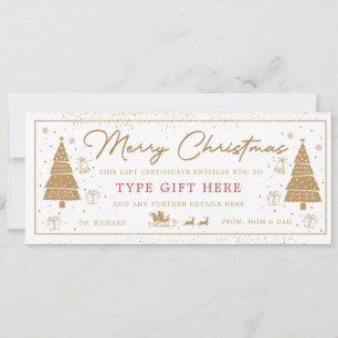 Cartão de Voucher de Presente de Árvore de Natal e