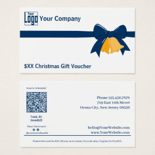 Cartão de Voucher de Presente de Natal do Blue Rib