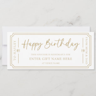 Cartão de Voucher para Presente de Feliz Aniversár