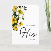 Cartão de Vows Floral Amarelo Elegante