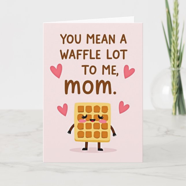 Cartão de Waffle do Dia das Mães (Frente)