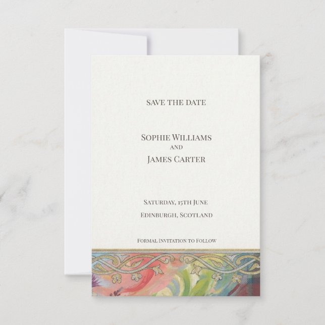 Cartão de William Morris Floral Save the Date (Frente)