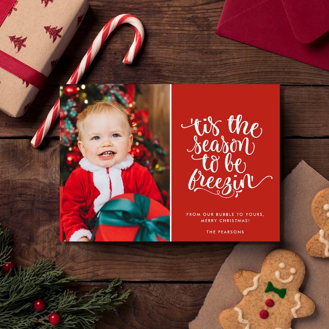 Cartão de Xadrez de Fotografias da Família Feliz d (Funny Christmas Family Photo Plaid Holiday Card)