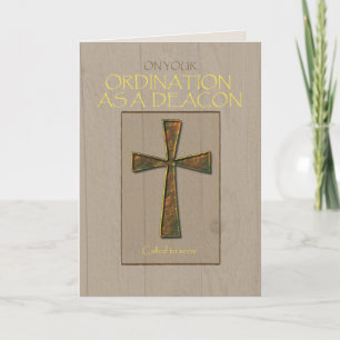 Cartão Deacon Ordination Congratulations, Metal Cross