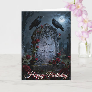 Cartão Dear Beloved Gothic Raven & Roses Graveyard
