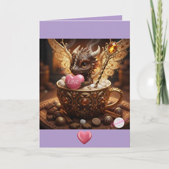 Cartão Dearest Dragon Valentine-Hot Cocoa &Gold Vday Card (Frente)