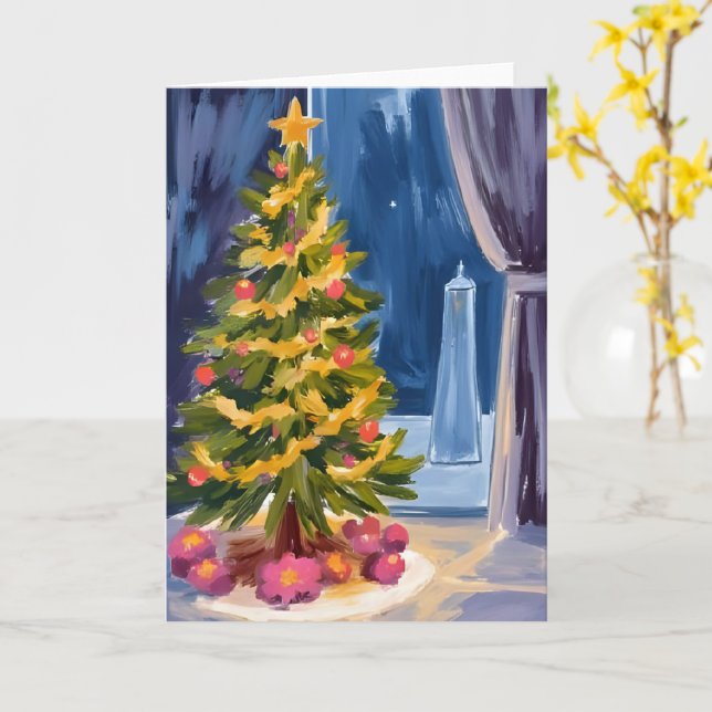 Cartão Debaixo da Árvore de Natal (Flor Amarela)
