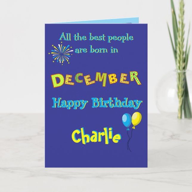 Cartão December Birthday Folded Greeting Card (Frente)