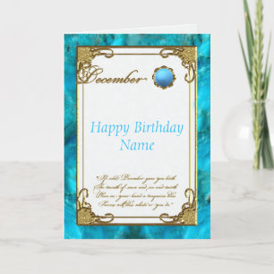 Cartão December Turquoise Birthstone Birthday Card