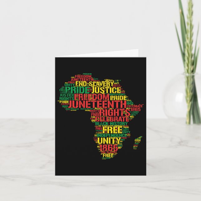 Cartão Décima Sétima África Mapa Palavras de 19 de junho  (Frente)